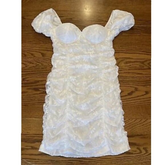 ❤️ WINDSOR White Dress Poofy sleeves Lace SIZE SMALL - Picture 6 of 9
